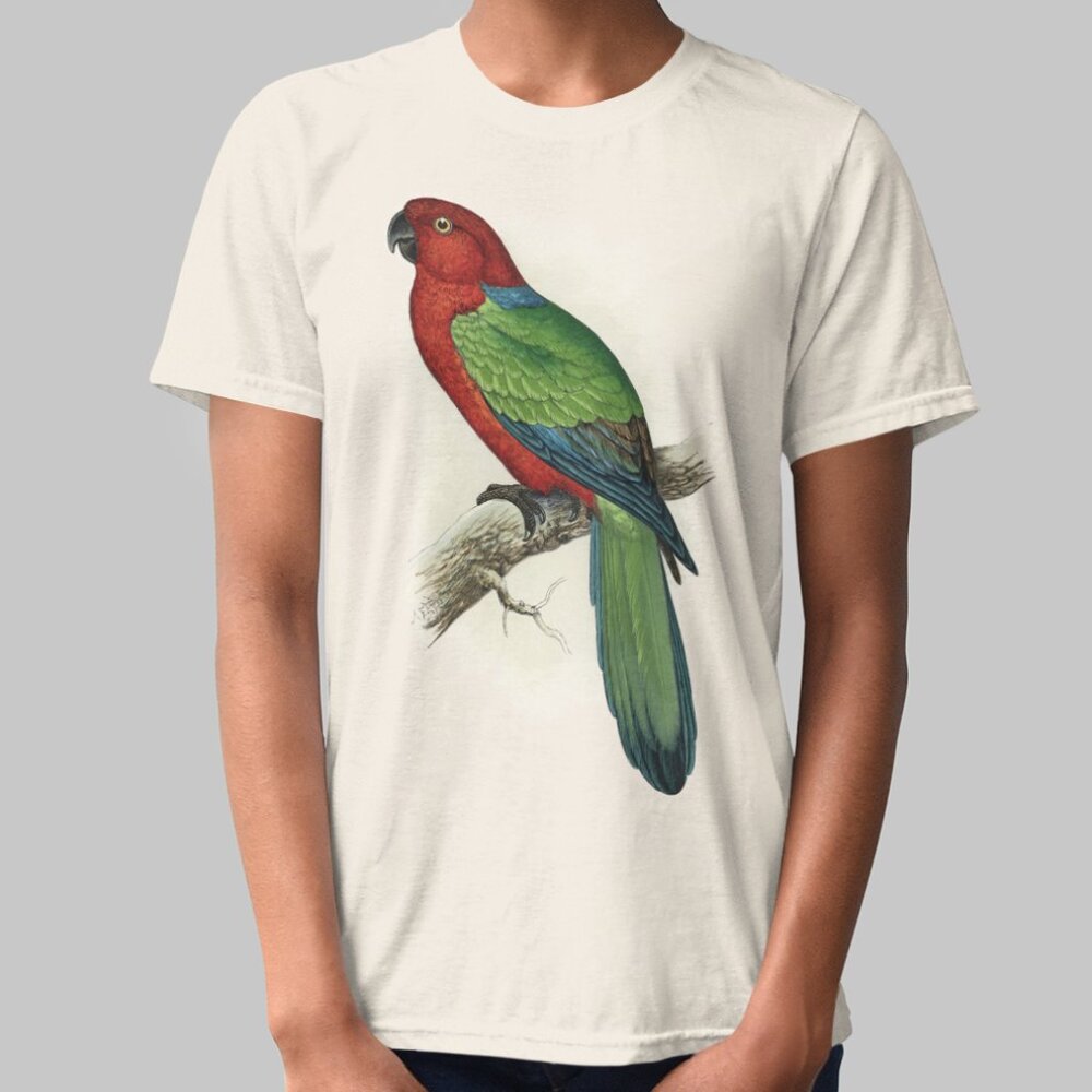 Maroon Shining Parrot Vintage Print Short Sleeve Graphic Tee T-shirt S M L XL